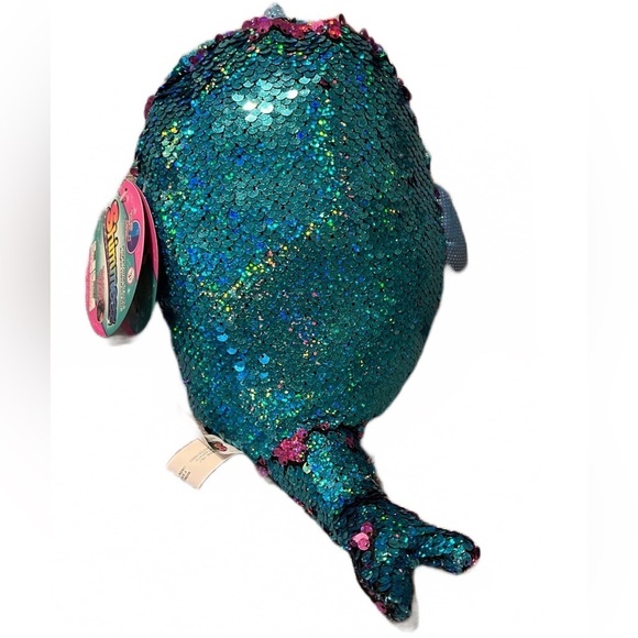 💜 Shimmeez Reversible Sequins Stuffy | Arlo Narwhal | Purple & Blue | NWT - Picture 2 of 10
